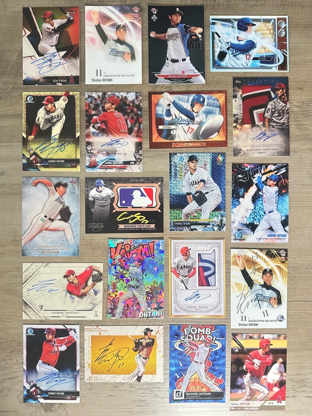 Shohei Ohtani Signed Rookie Lot of (25) Kaboom Anime Downtown Novelty Cards.